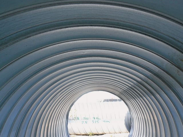 Interior of smoothwall corrugated steel pipe for stormwater- management
