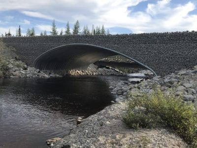 Wide view of completed Super•Cor Box Culvert stream crossing
