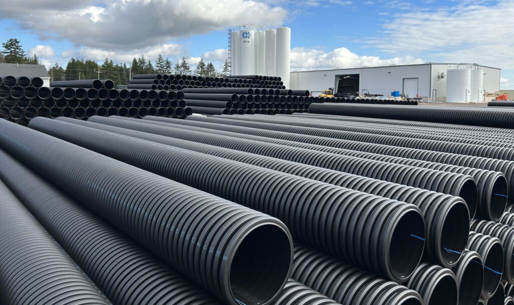 Full view of HDPE plastic drainage pipe