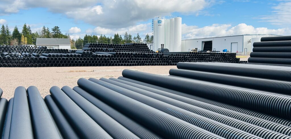 View of HDPE plastic drainage pipe